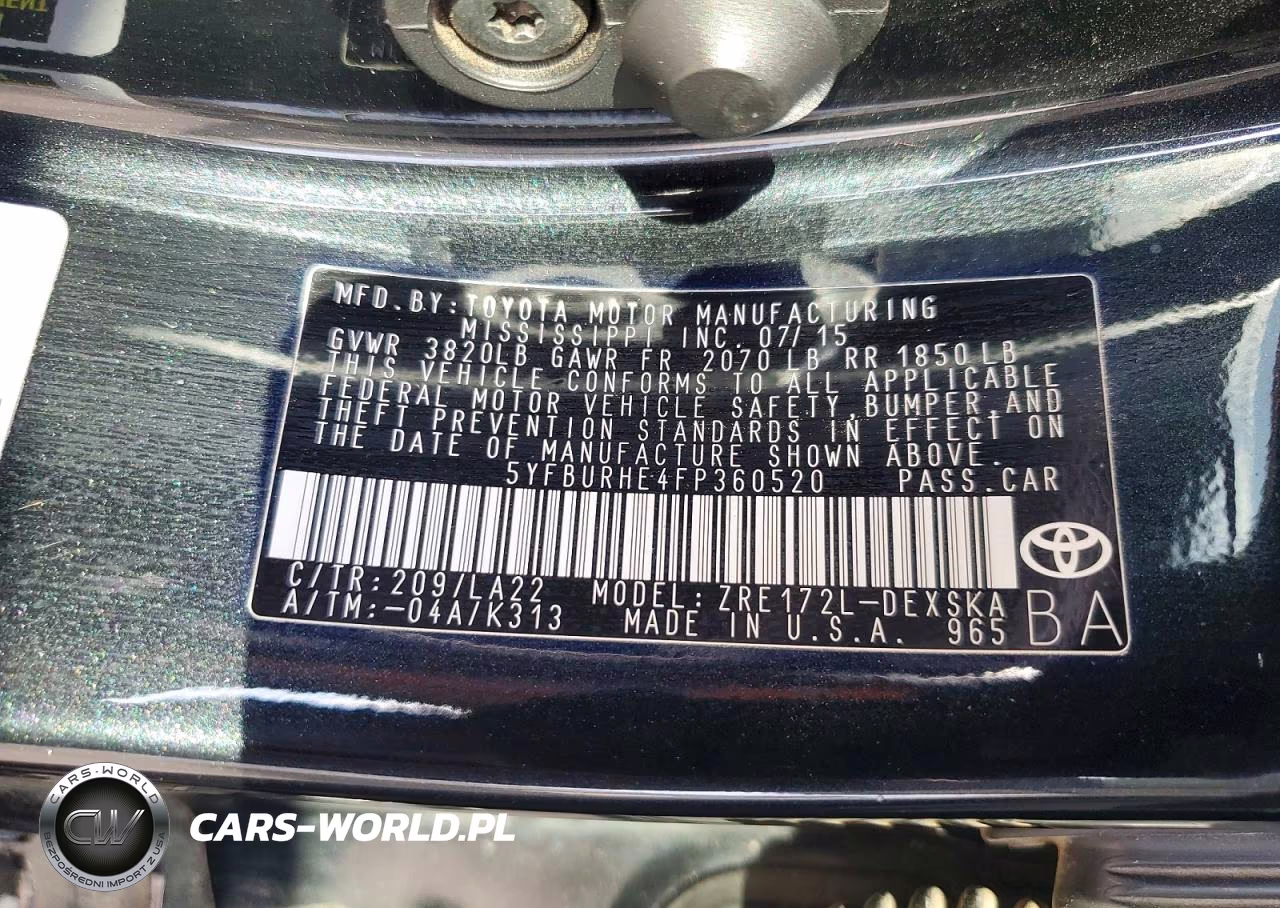 2015 Toyota Corolla S Premium VIN:5YFBURHE4FP360520 - 13