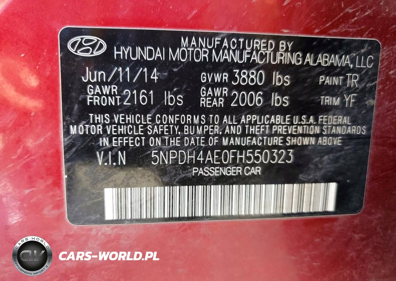 2015 Hyundai Elantra Limited VIN:5NPDH4AE0FH550323 - 12