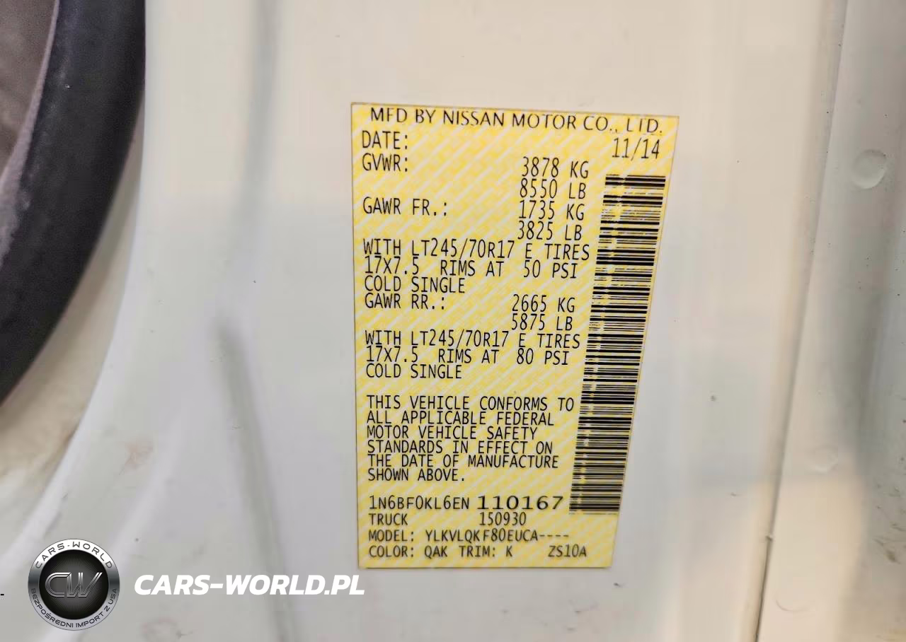 2014 Nissan Nv 1500 S VIN:1N6BF0KL6EN110167 - 13