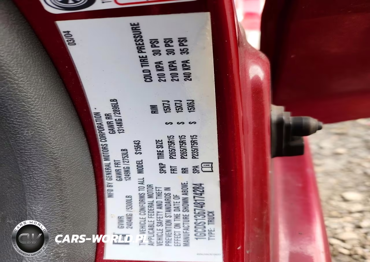 2004 Chevrolet Colorado VIN:1GCDS136748174284 - 12