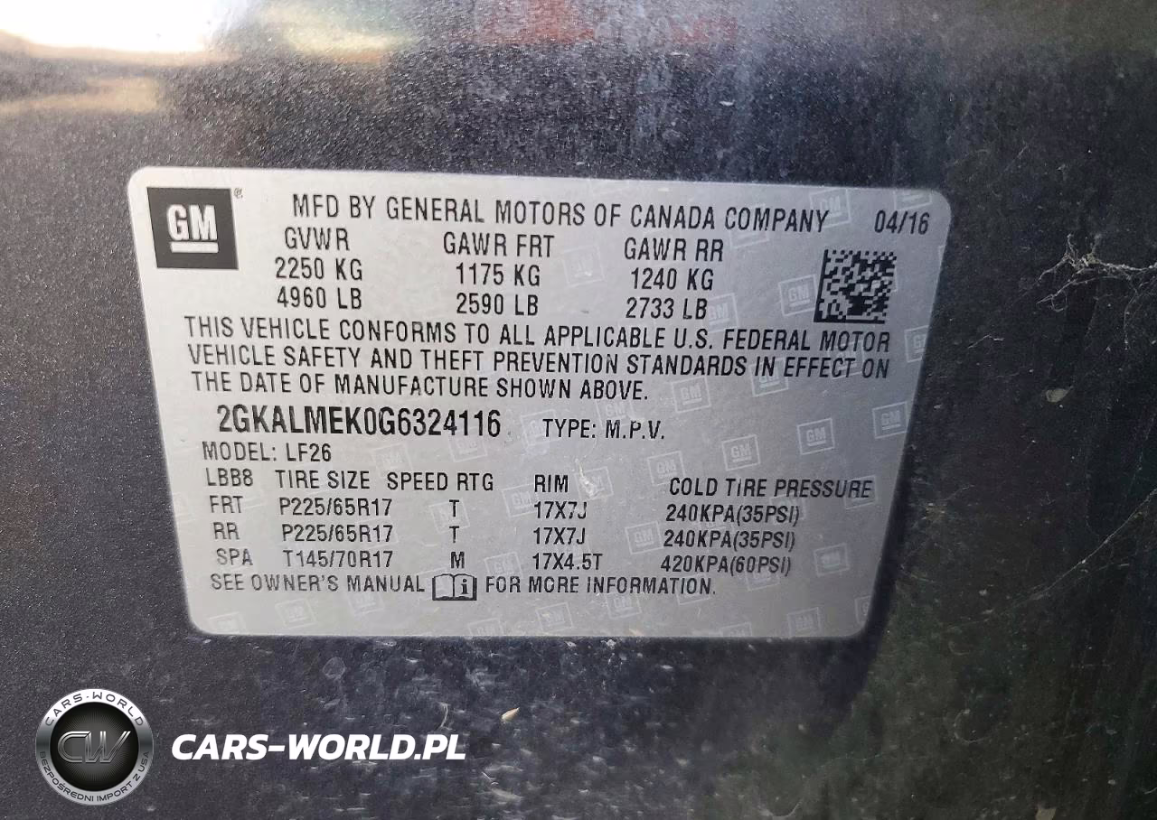 2016 GMC Terrain Sle VIN:2GKALMEK0G6324116 - 13