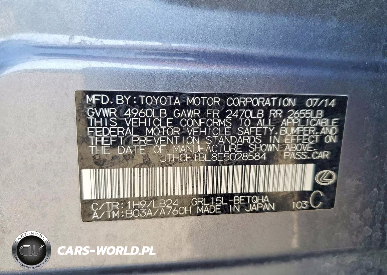 2014 Lexus Gs 350 VIN:JTHCE1BL8E5028584 - 12
