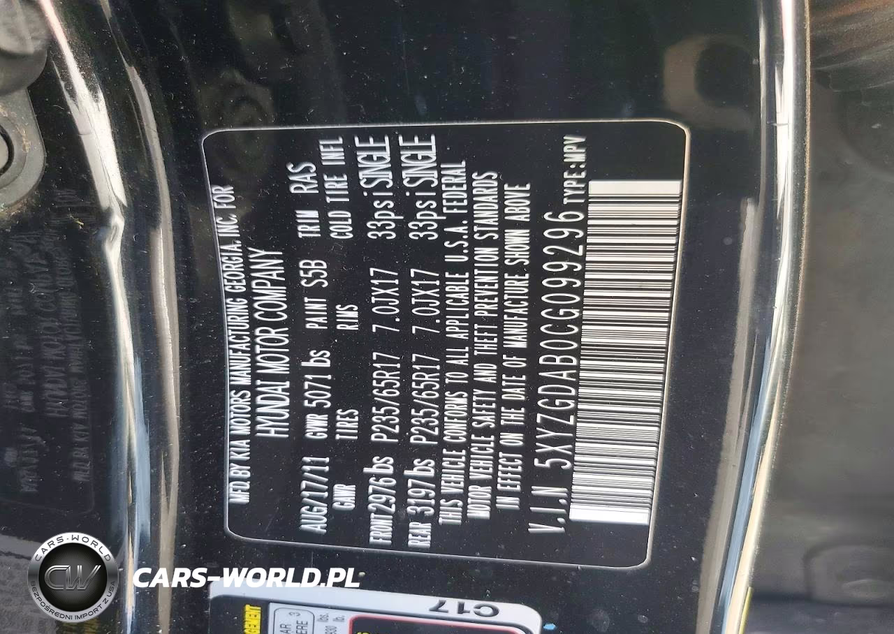 2012 Hyundai Santa Fe Gls VIN:5XYZGDAB0CG099296 - 12