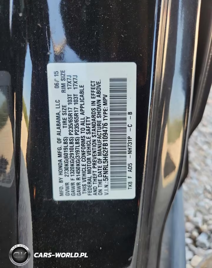 2015 Honda Odyssey Exl VIN:5FNRL5H62FB109476 - 13