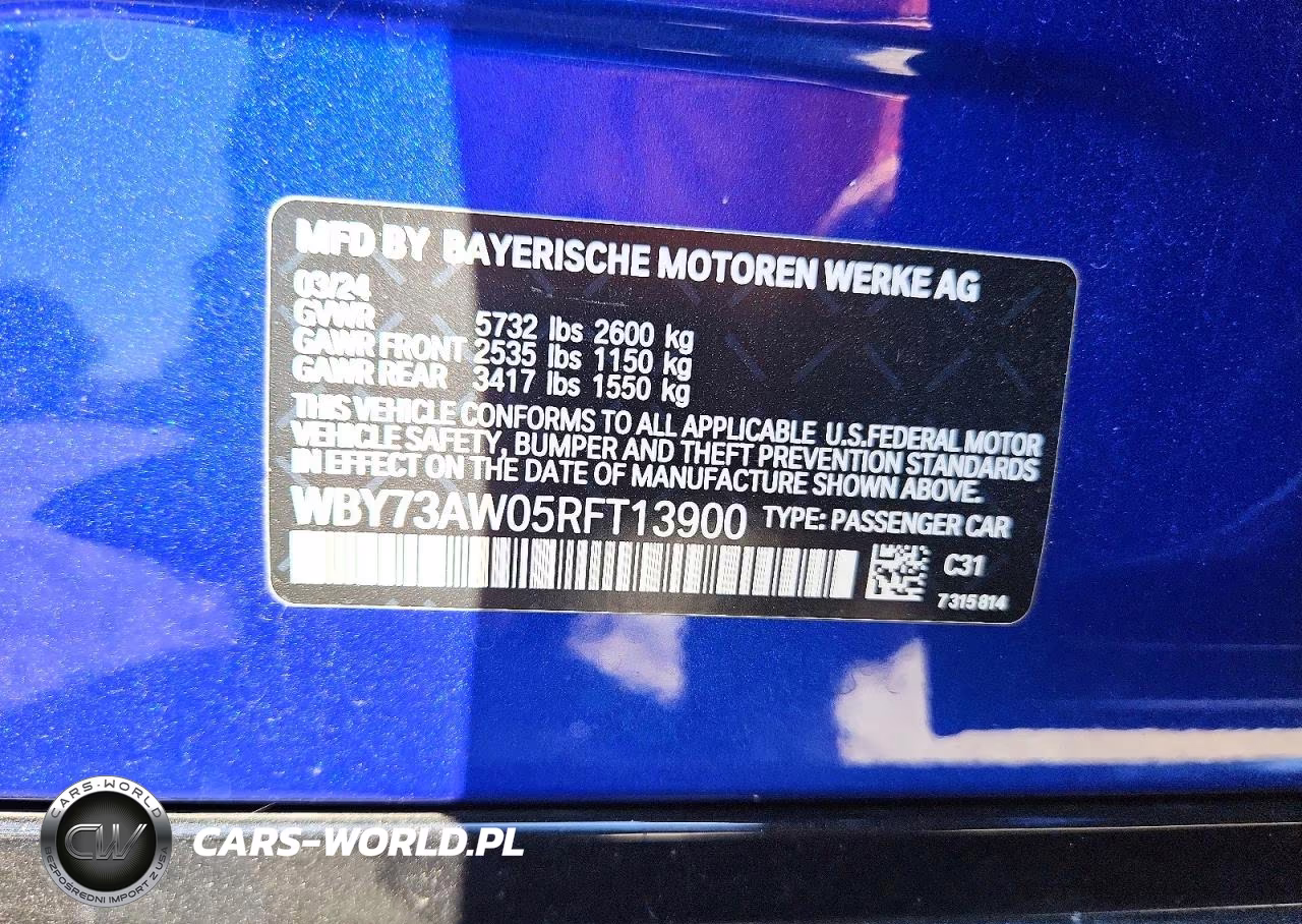 2024 BMW I4 Edrive 40 VIN:WBY73AW05RFT13900 - 13