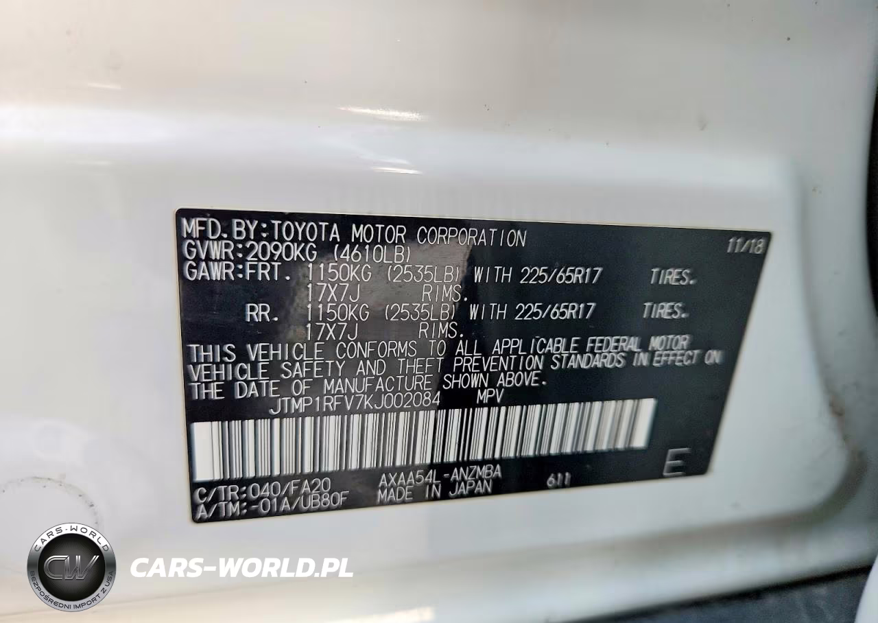 2019 Toyota Rav4 Xle VIN:JTMP1RFV7KJ002084 - 13