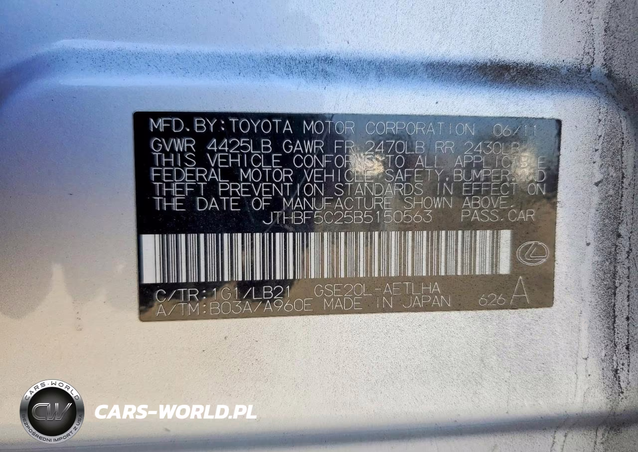 2011 Lexus Is 250 Base VIN:JTHBF5C25B5150563 - 13