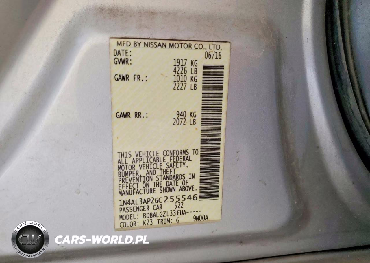 2016 Nissan Altima 2.5 S VIN:1N4AL3AP2GC255546 - 13