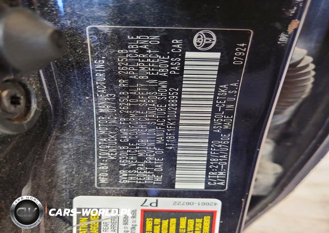 2013 Toyota Camry Se VIN:4T1BF1FK1DU288952 - 13