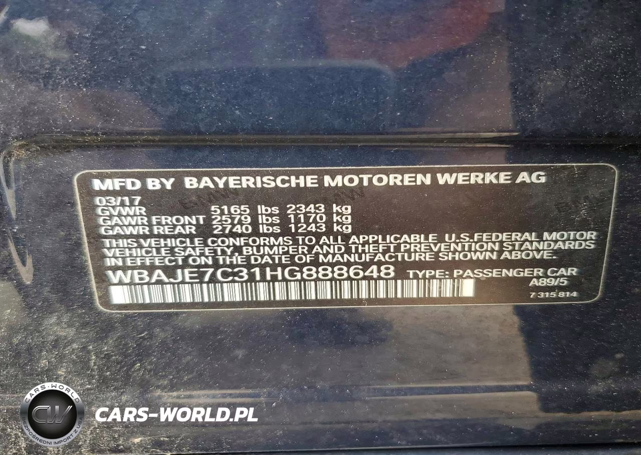 2017 BMW 540 Xi VIN:WBAJE7C31HG888648 - 12