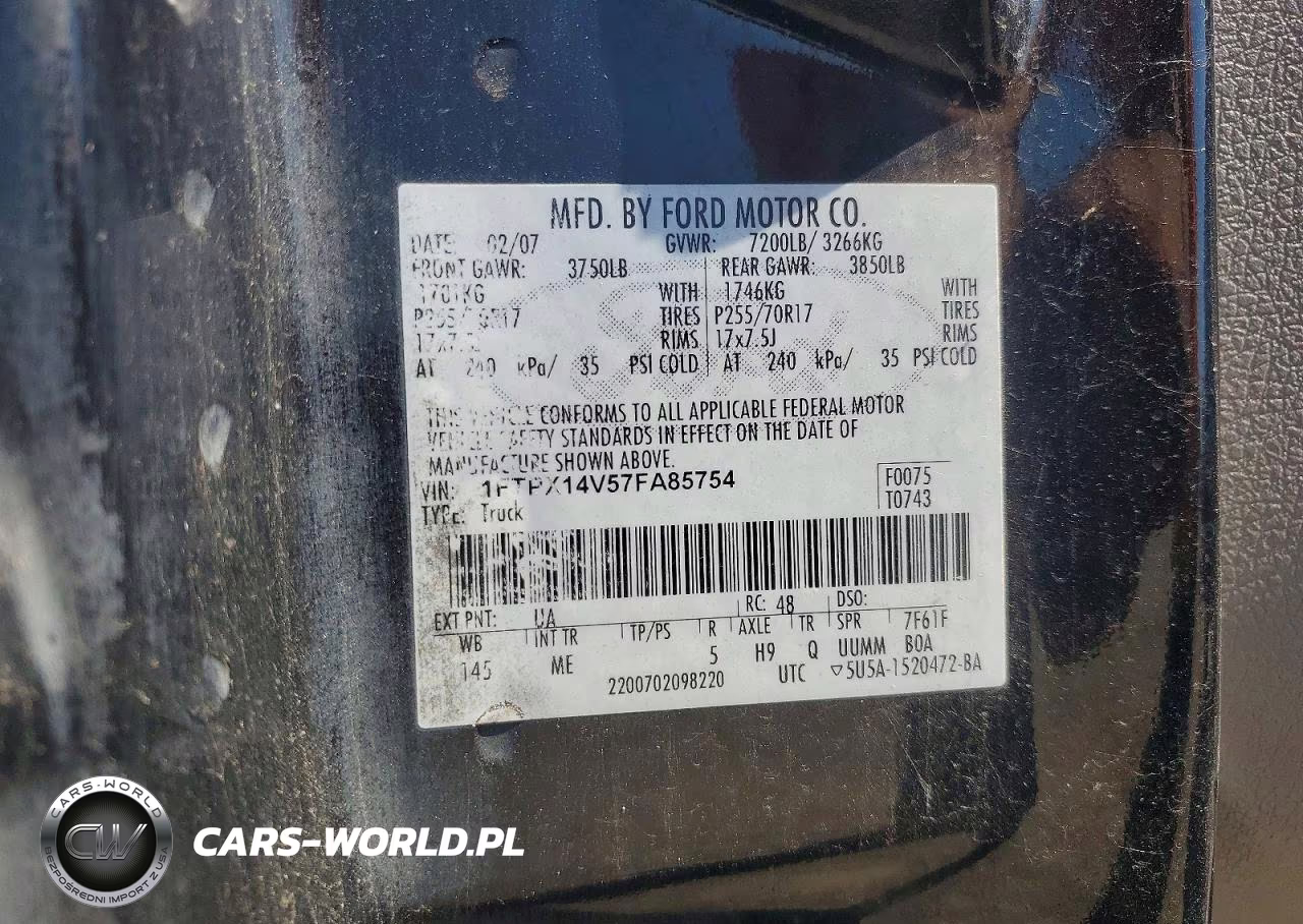 2007 Ford F150 VIN:1FTPX14V57FA85754 - 12