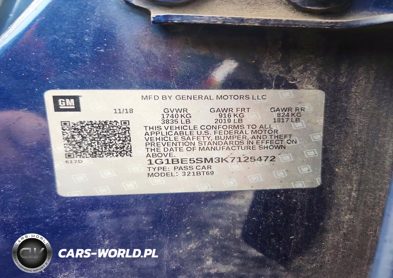 2019 Chevrolet Cruze Lt VIN:1G1BE5SM3K7125472 - 12