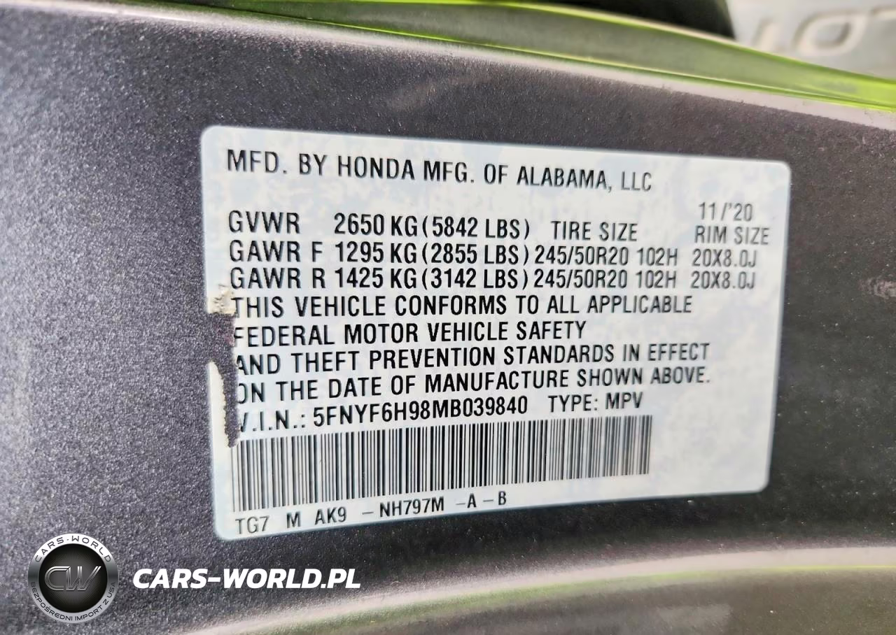 2021 Honda Pilot Touring VIN:5FNYF6H98MB039840 - 13