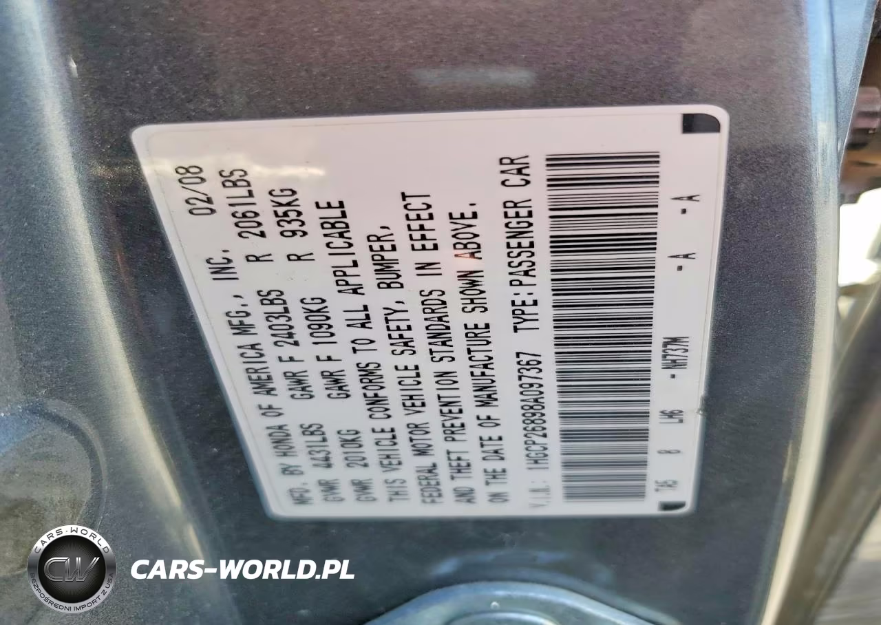 2008 Honda Accord Exl VIN:1HGCP26898A097367 - 12