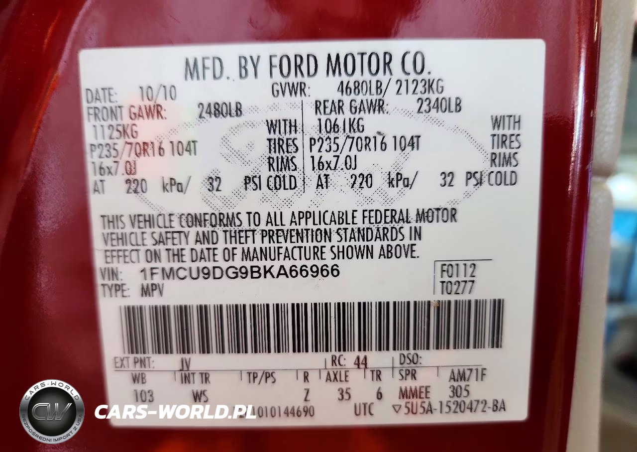 2011 Ford Escape Xlt VIN:1FMCU9DG9BKA66966 - 12