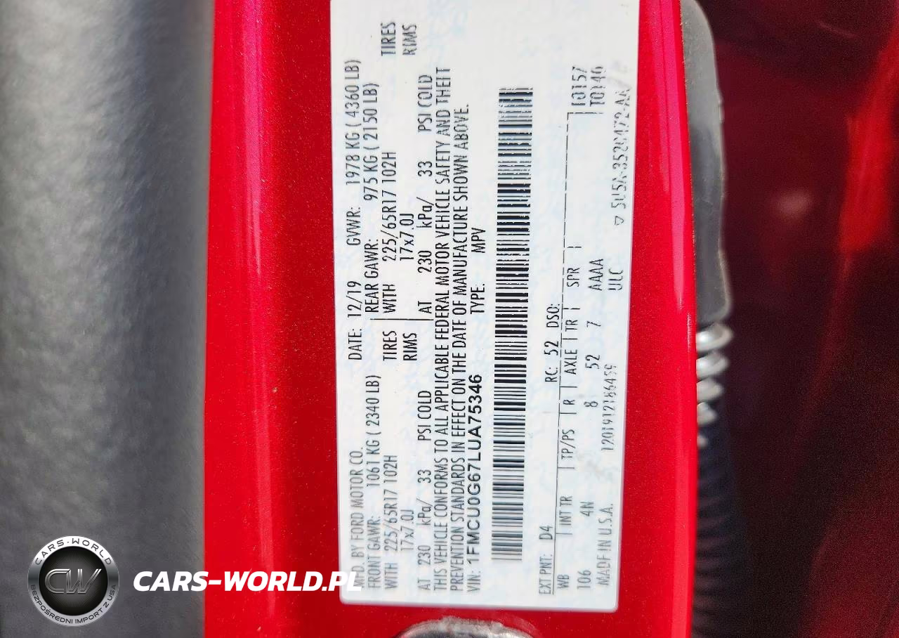 2020 Ford Escape Se VIN:1FMCU0G67LUA75346 - 12