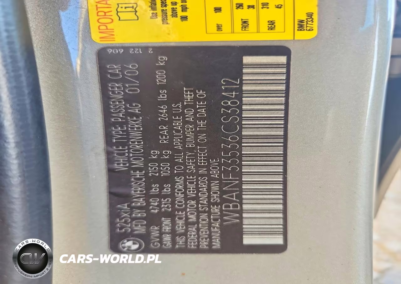 2006 BMW 525 Xi VIN:WBANF33536CS38412 - 12
