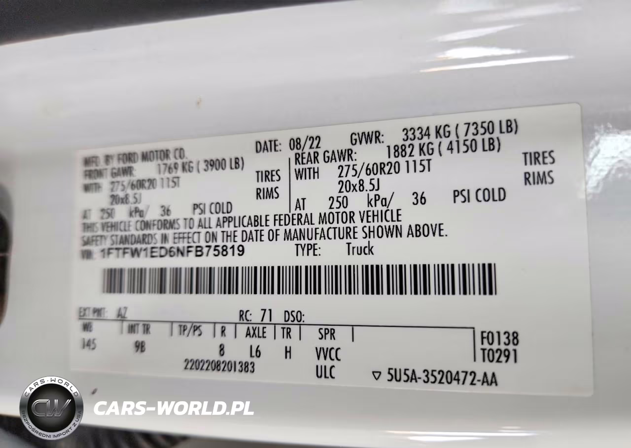2022 Ford F150 Supercrew VIN:1FTFW1ED6NFB75819 - 12