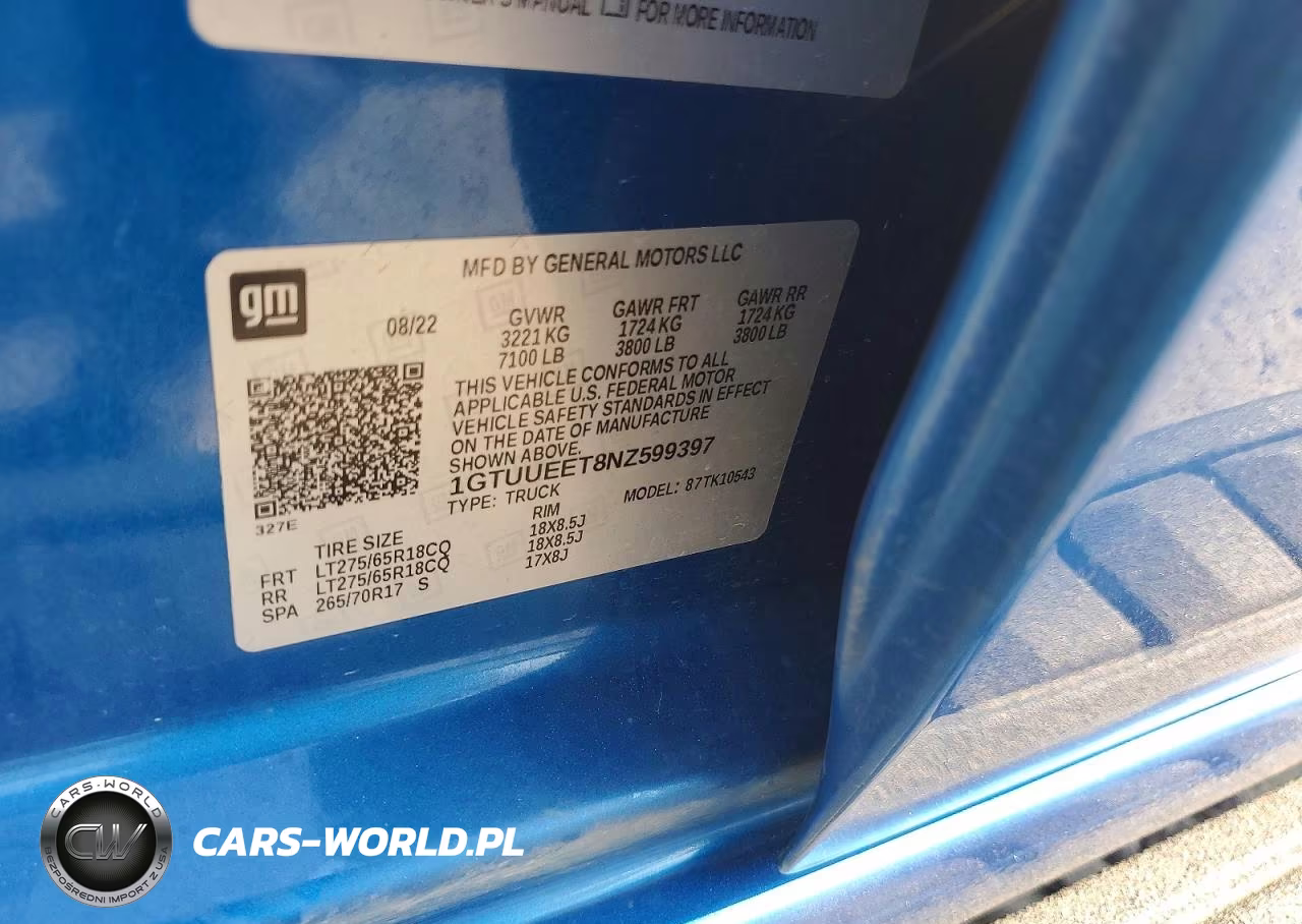 2022 GMC Sierra K1500 At4 VIN:1GTUUEET8NZ599397 - 12