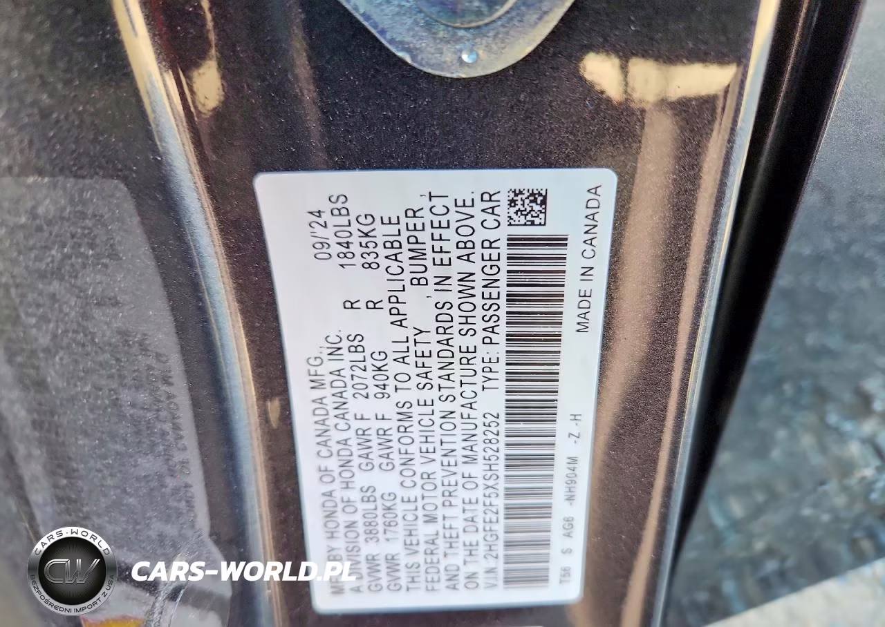 2025 Honda Civic Sport VIN:2HGFE2F5XSH528252 - 12