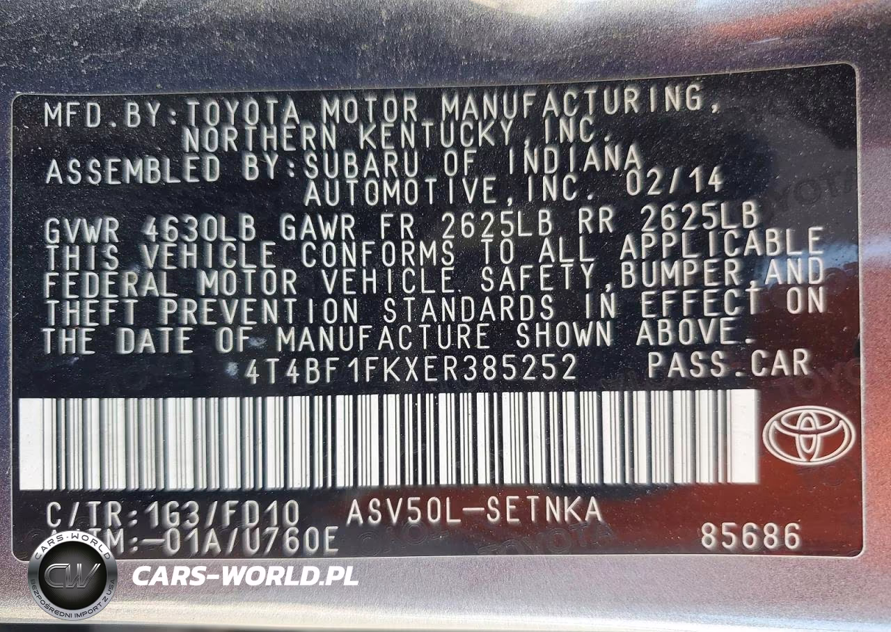 2014 Toyota Camry Le VIN:4T4BF1FKXER385252 - 12