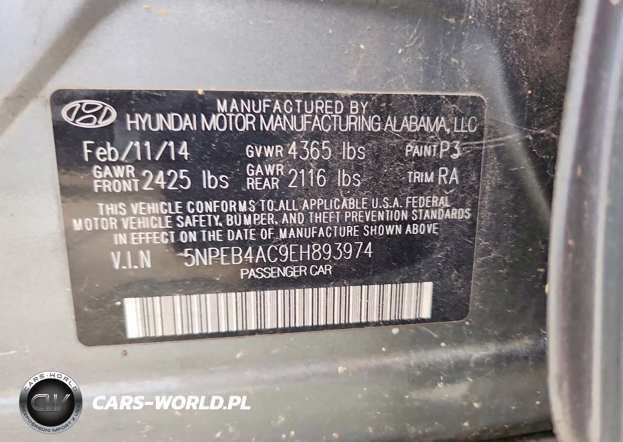 2014 Hyundai Sonata Gls VIN:5NPEB4AC9EH893974 - 12