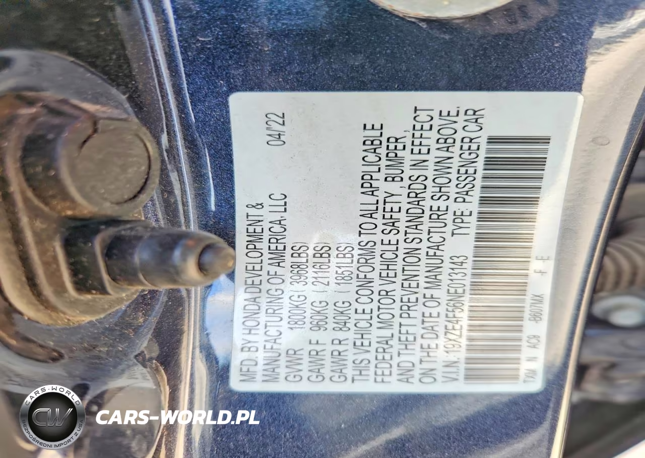 2022 Honda Insight Ex VIN:19XZE4F56NE013143 - 12