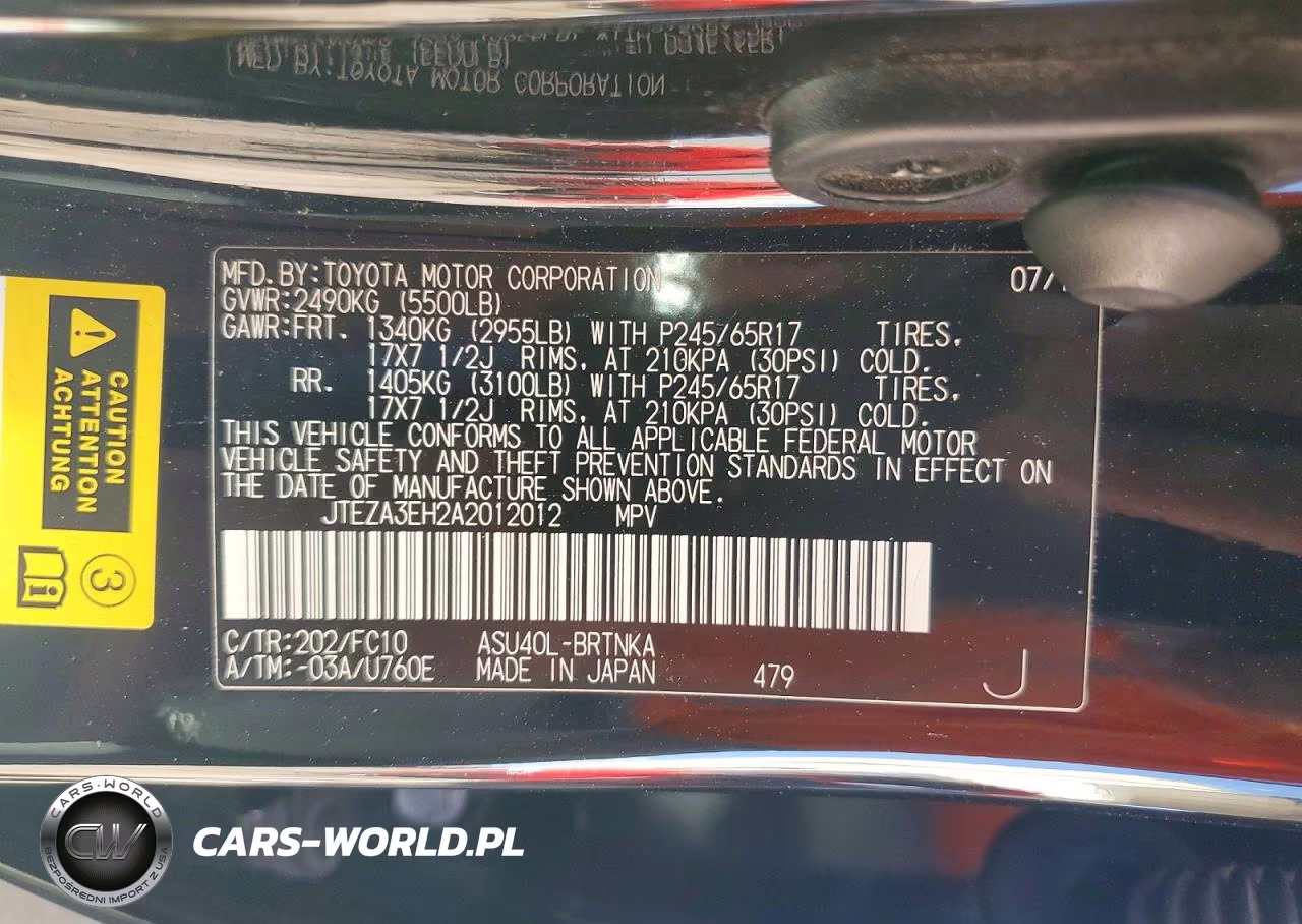2010 Toyota Highlander Base VIN:JTEZA3EH2A2012012 - 13
