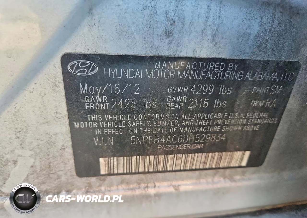 2013 Hyundai Sonata Gls VIN:5NPEB4AC6DH529834 - 12