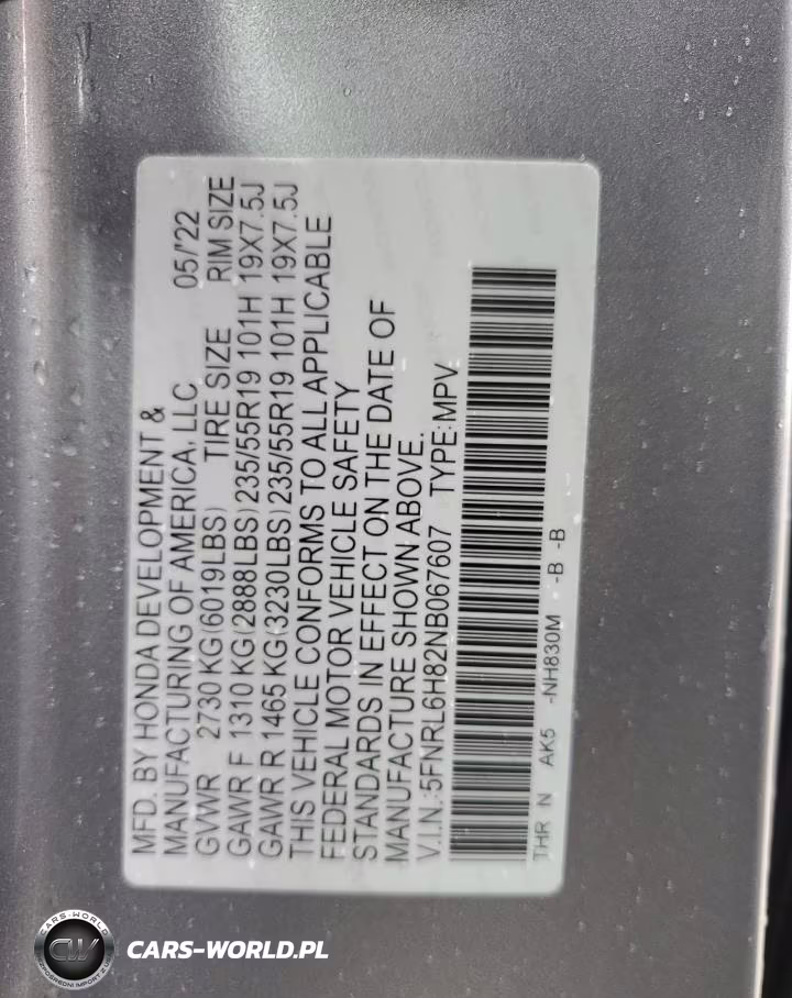2022 Honda Odyssey Touring VIN:5FNRL6H82NB067607 - 13