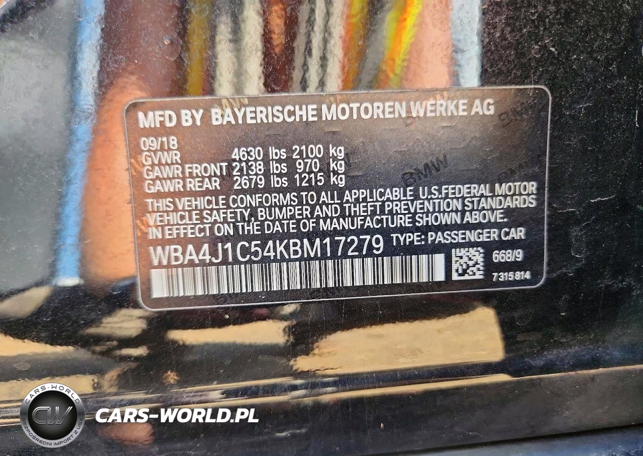 2019 BMW 430I Gran Coupe VIN:WBA4J1C54KBM17279 - 12