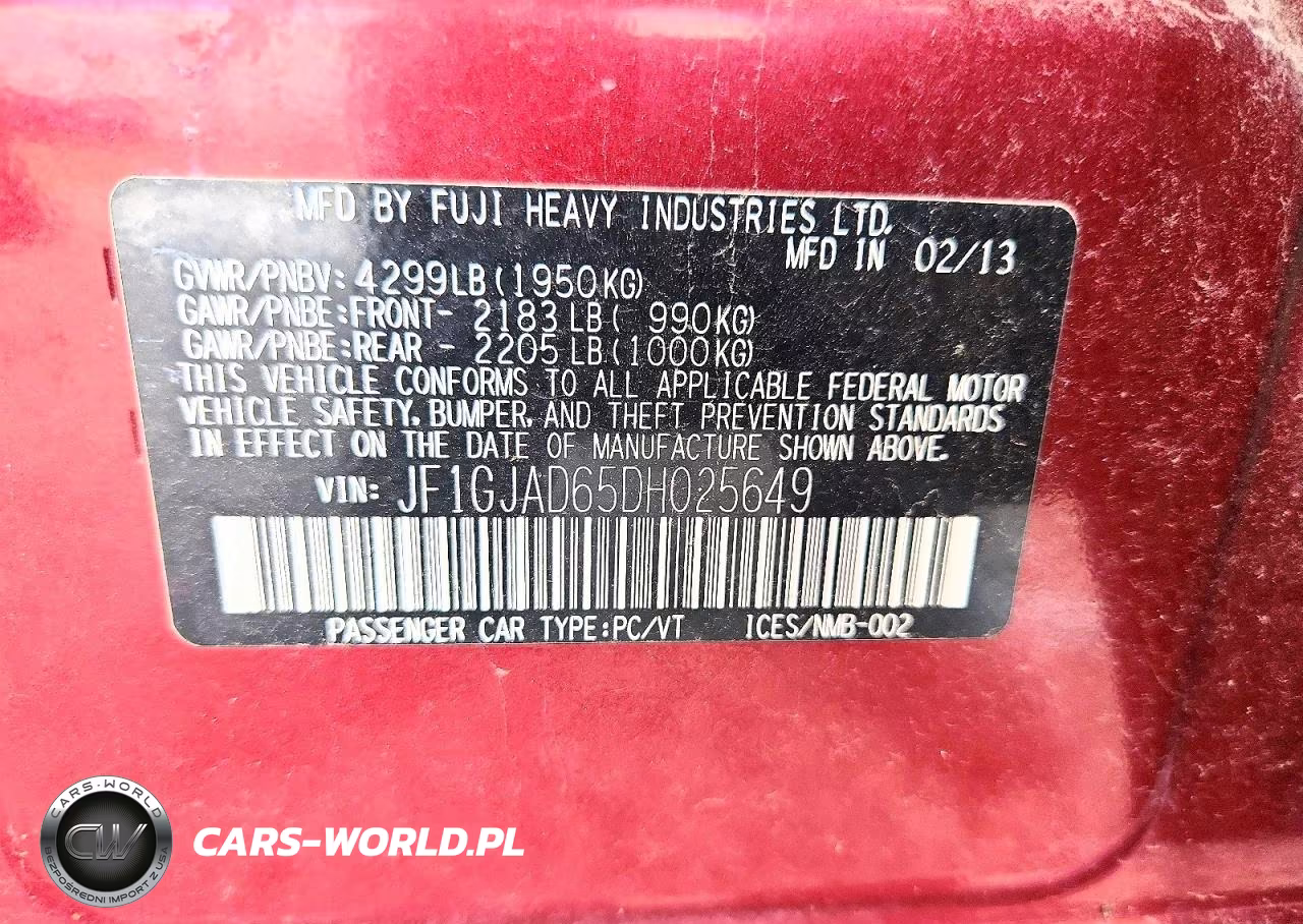 2013 Subaru Impreza Premium VIN:JF1GJAD65DH025649 - 12