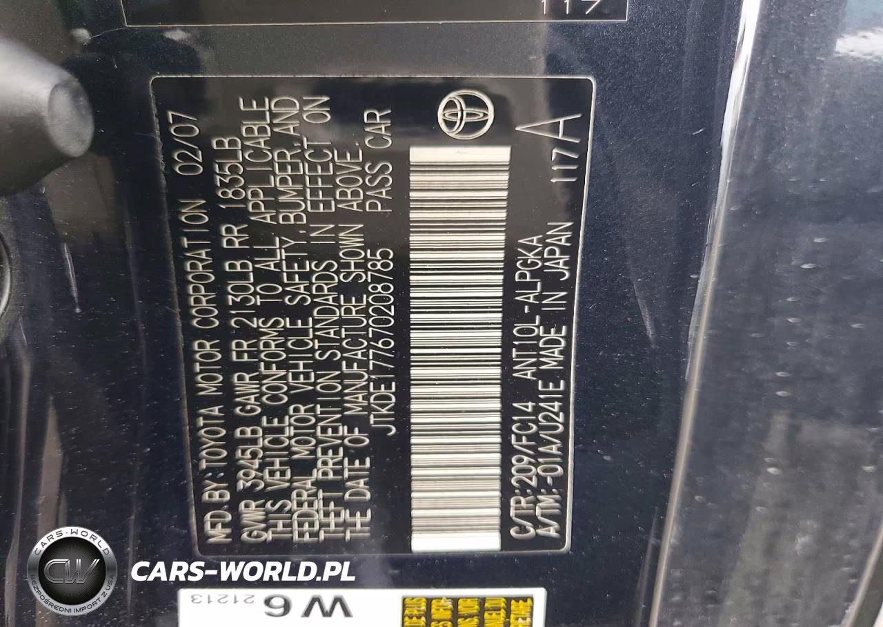 2007 Scion Tc Base VIN:JTKDE177670208785 - 12