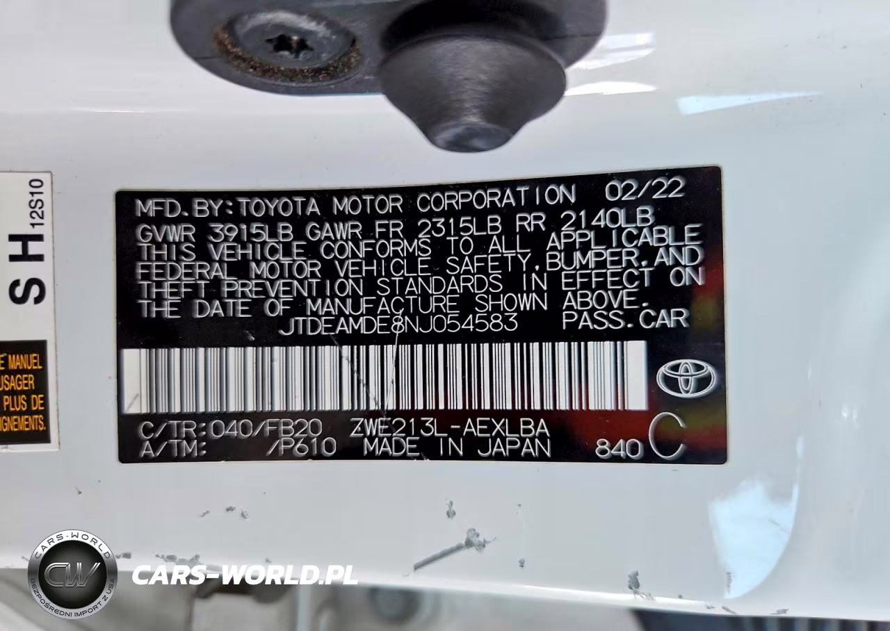 2022 Toyota Corolla Le VIN:JTDEAMDE8NJ054583 - 12