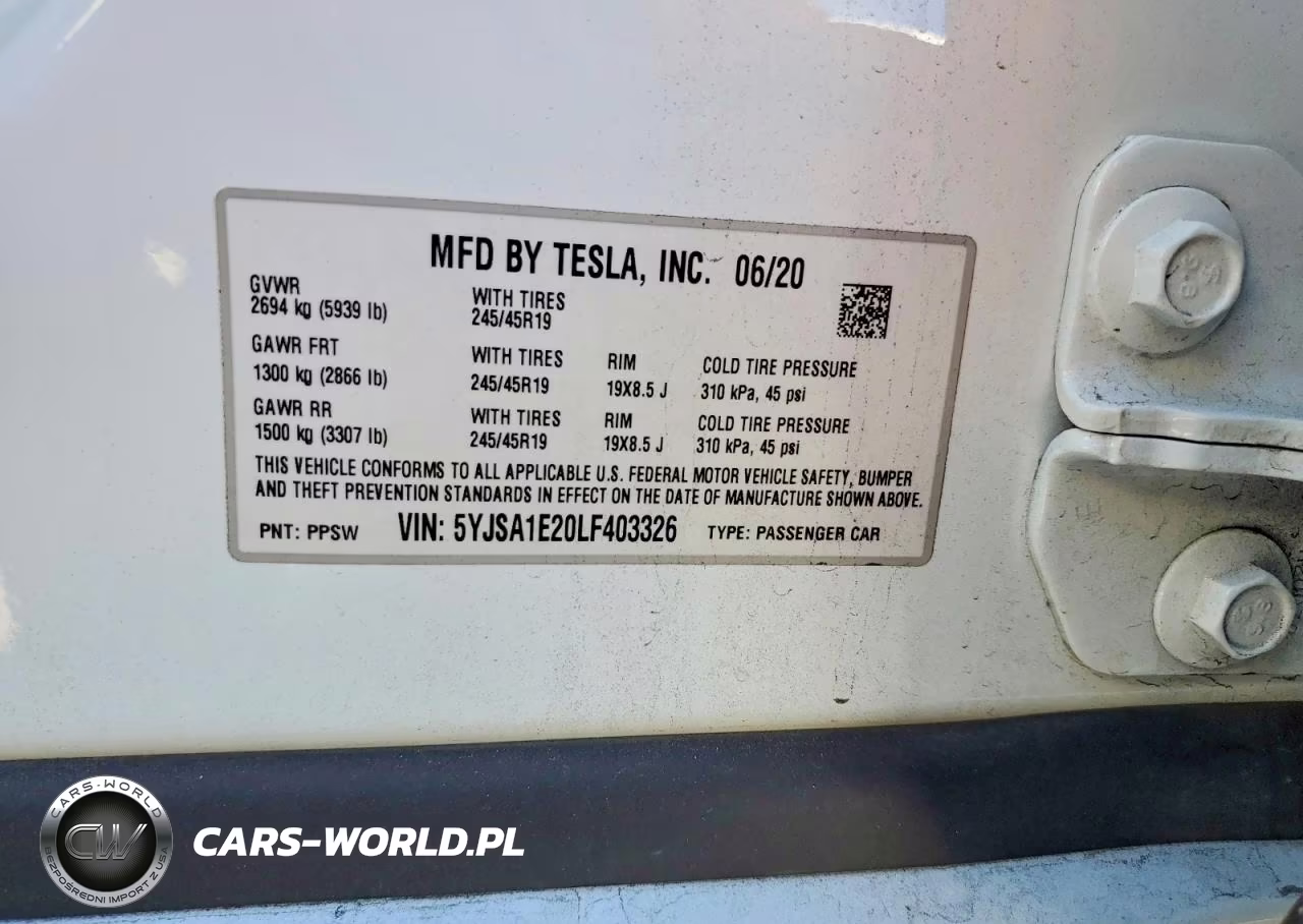 2020 Tesla Model S VIN:5YJSA1E20LF403326 - 12
