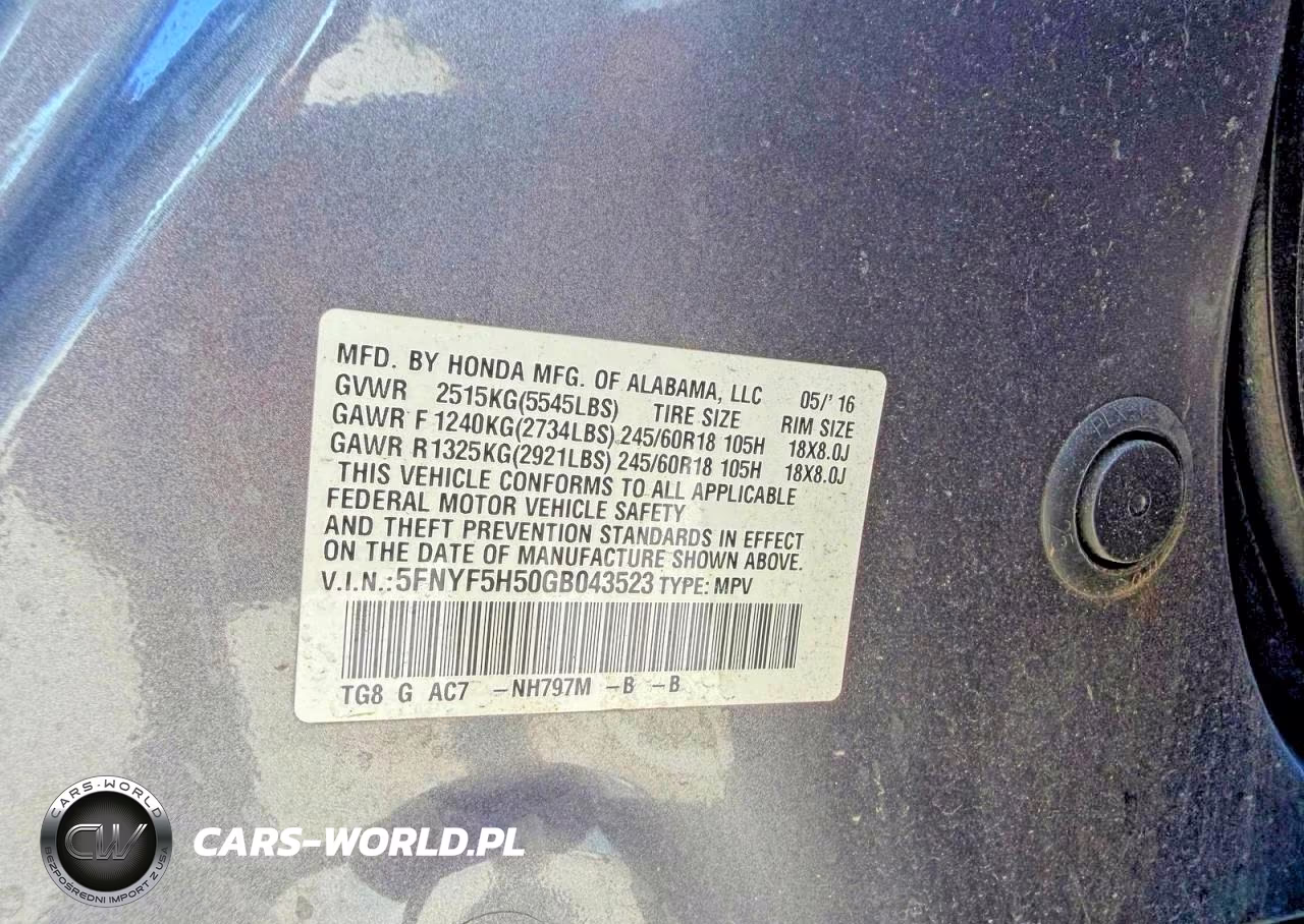 2016 Honda Pilot Exl VIN:5FNYF5H50GB043523 - 10
