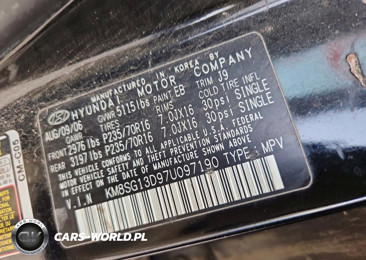 2007 Hyundai Santa Fe Gls VIN:KM8SG13D97U097190 - 13