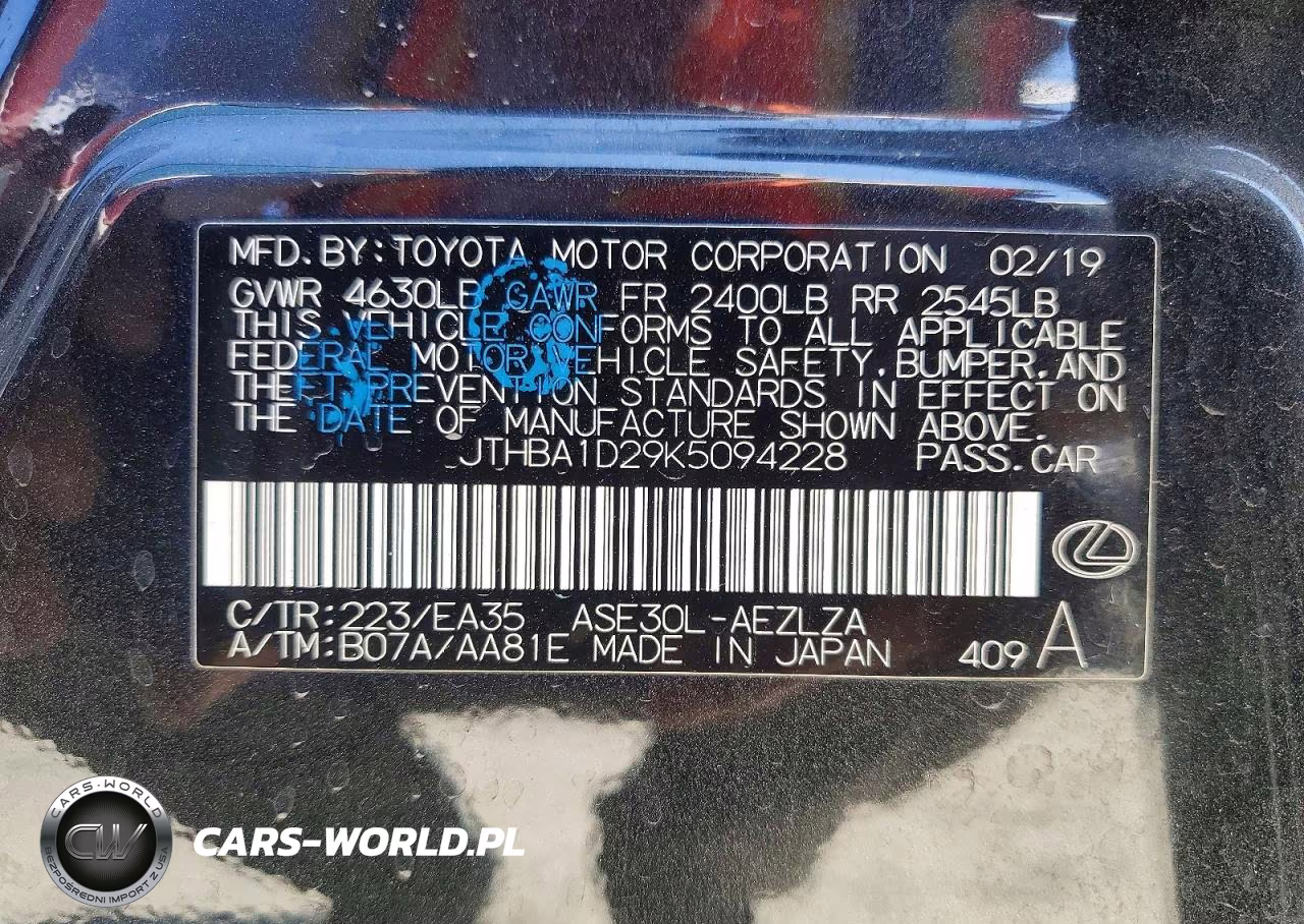 2019 Lexus Is 300 VIN:JTHBA1D29K5094228 - 12