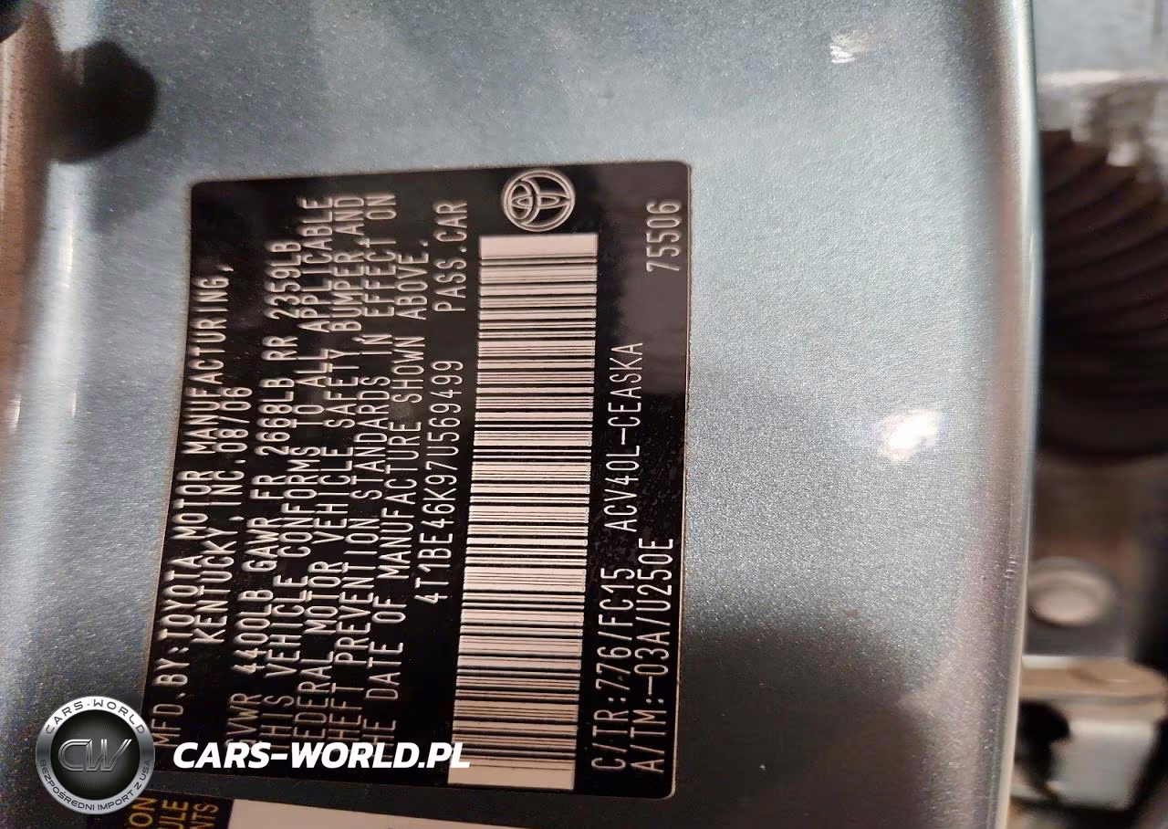 2007 Toyota Camry Se VIN:4T1BE46K97U569499 - 12