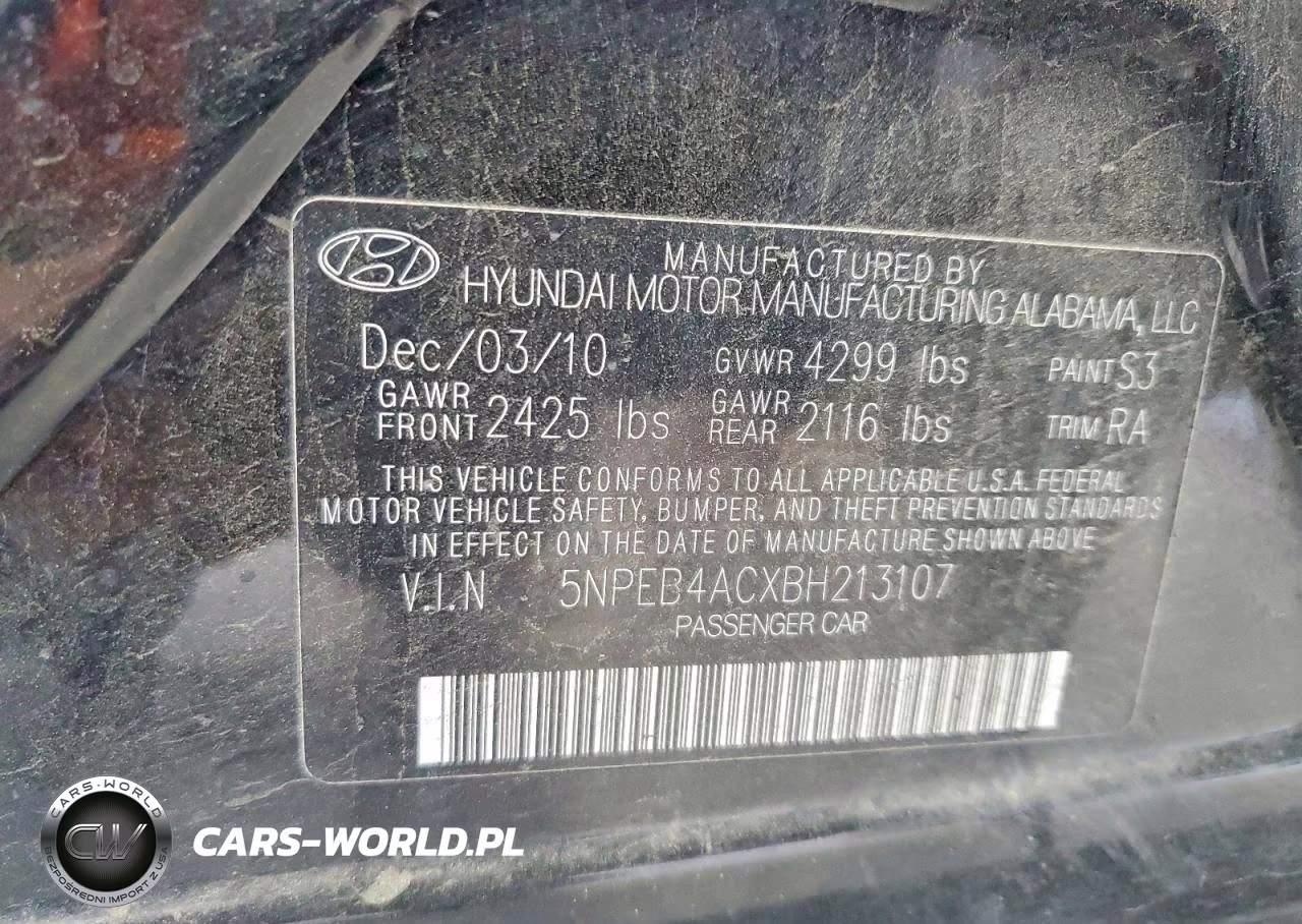 2011 Hyundai Sonata Gls VIN:5NPEB4ACXBH213107 - 12