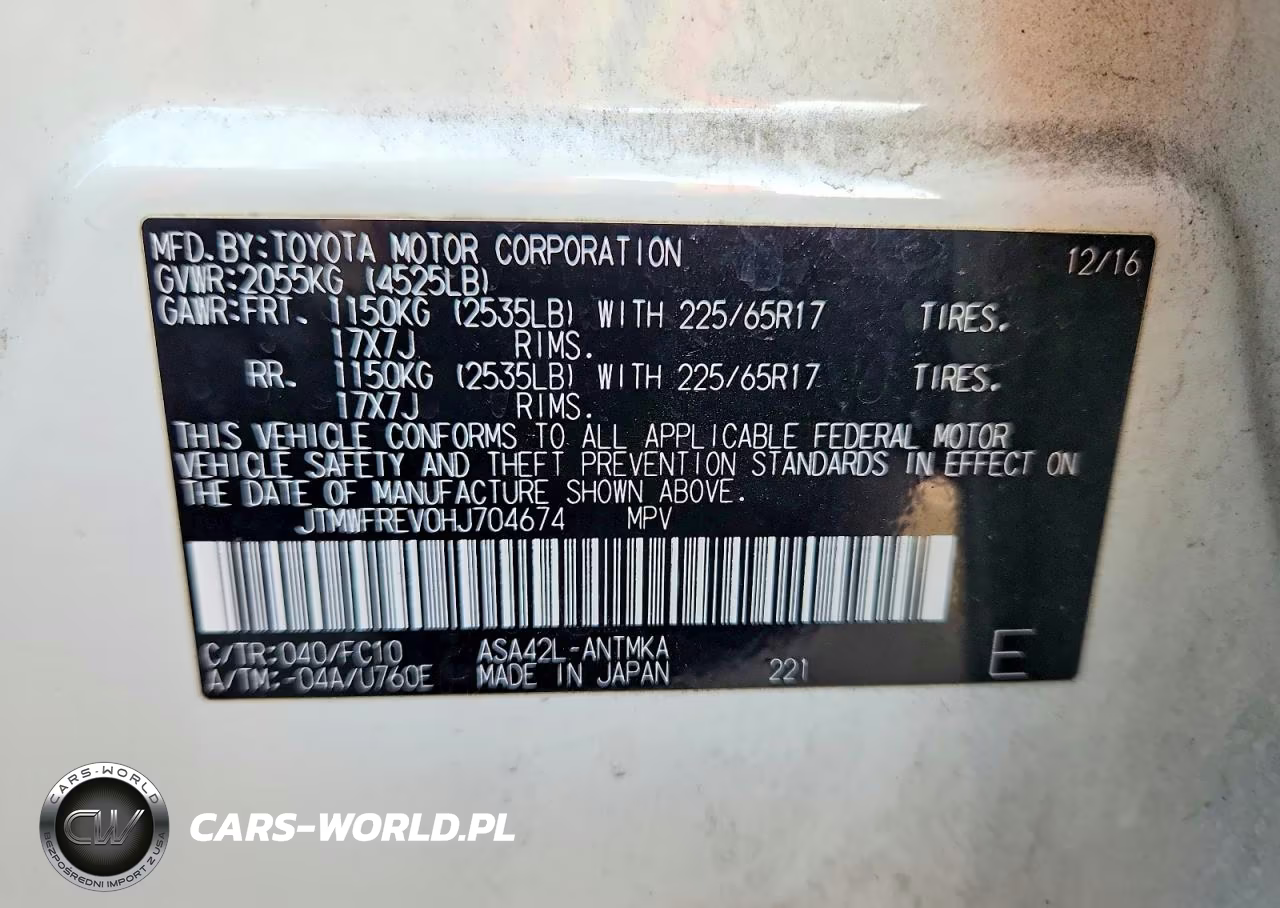 2017 Toyota Rav4 Xle VIN:JTMWFREV0HJ704674 - 12