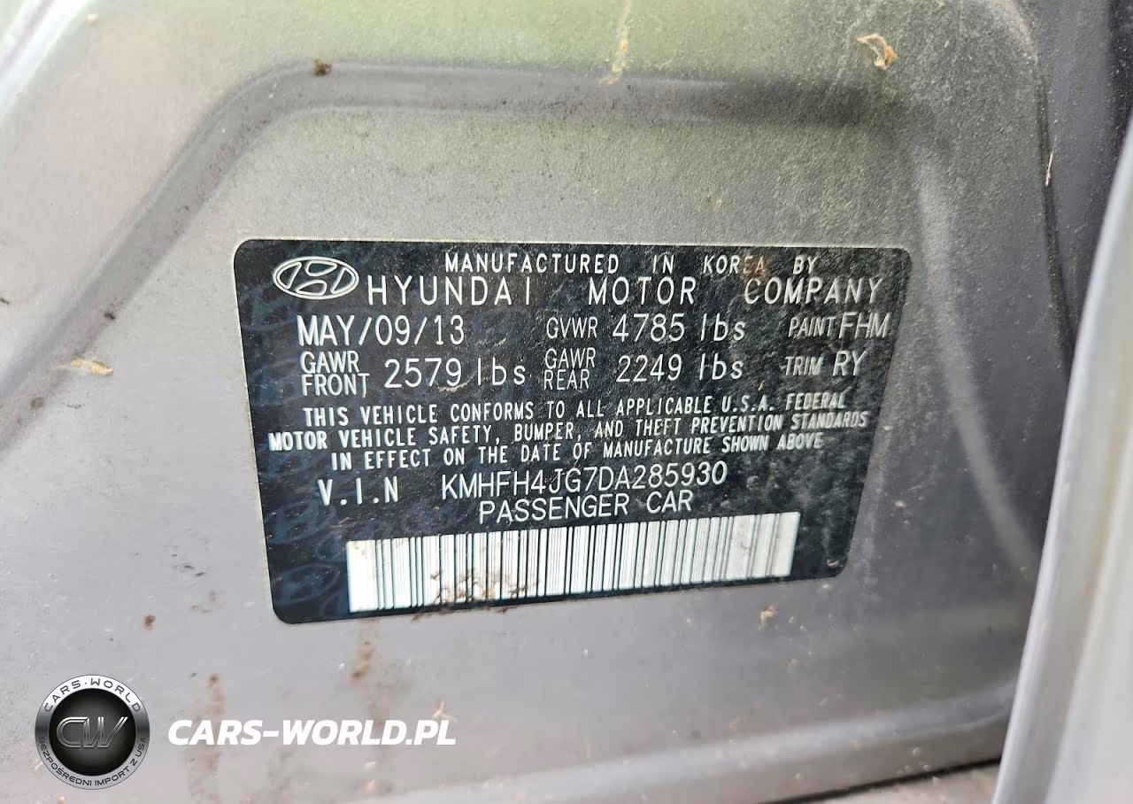 2013 Hyundai Azera Base VIN:KMHFH4JG7DA285930 - 12