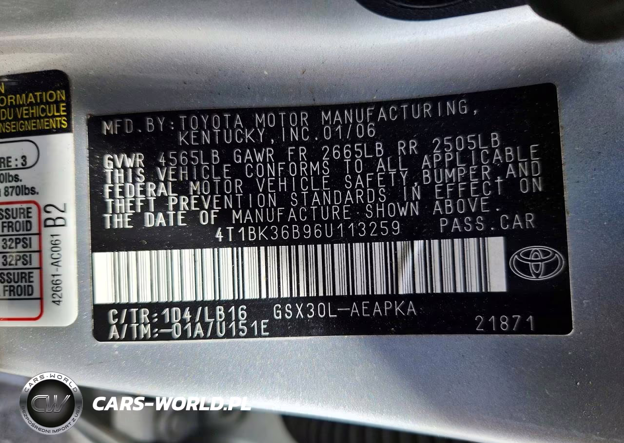 2006 Toyota Avalon Limited VIN:4T1BK36B96U113259 - 13