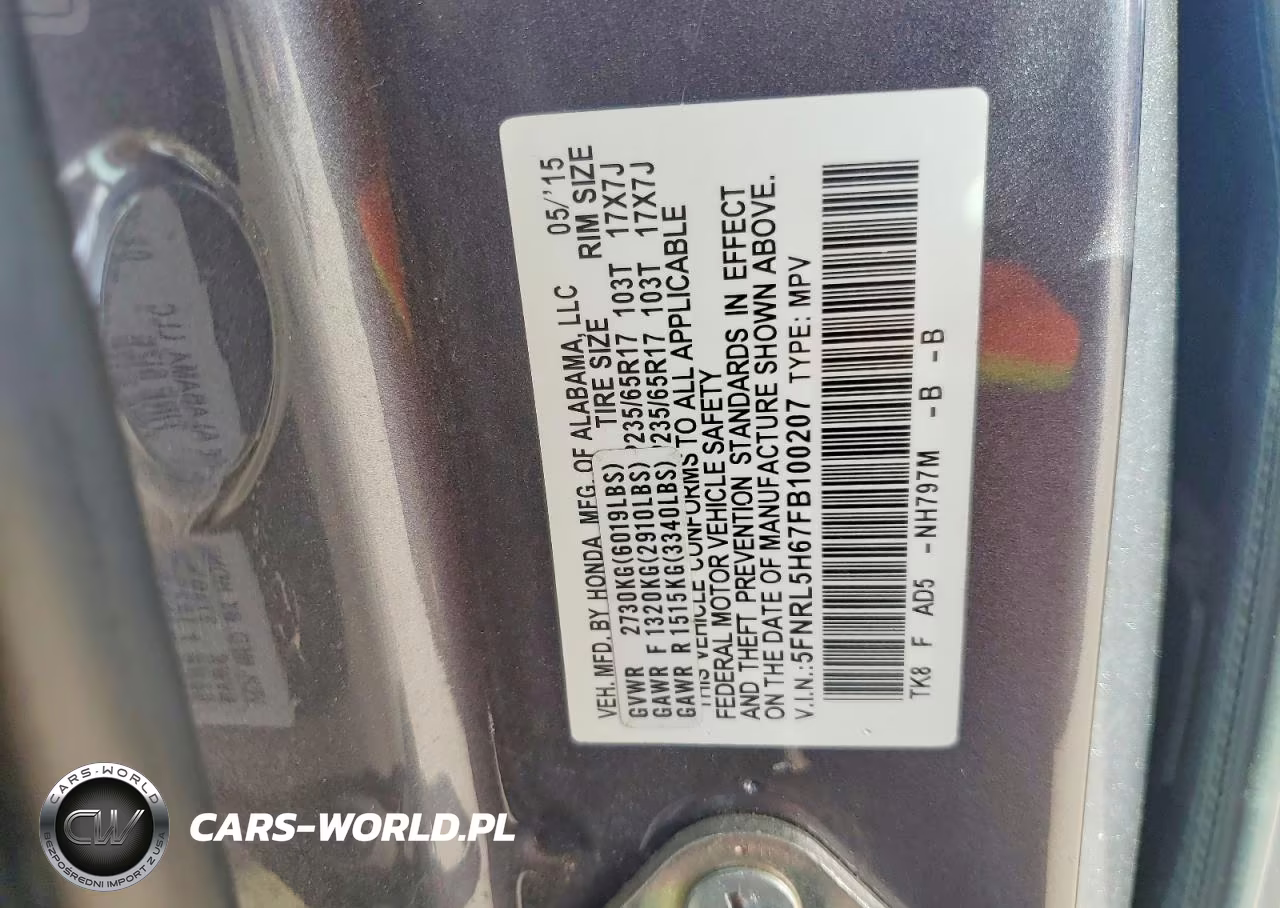 2015 Honda Odyssey Exl VIN:5FNRL5H67FB100207 - 14