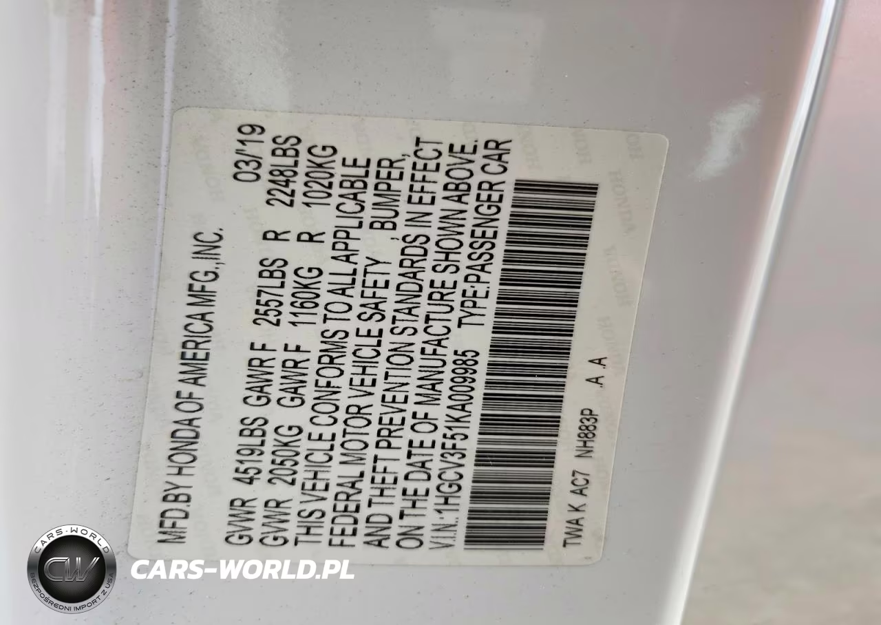 2019 Honda Accord Hybrid Exl VIN:1HGCV3F51KA009985 - 13