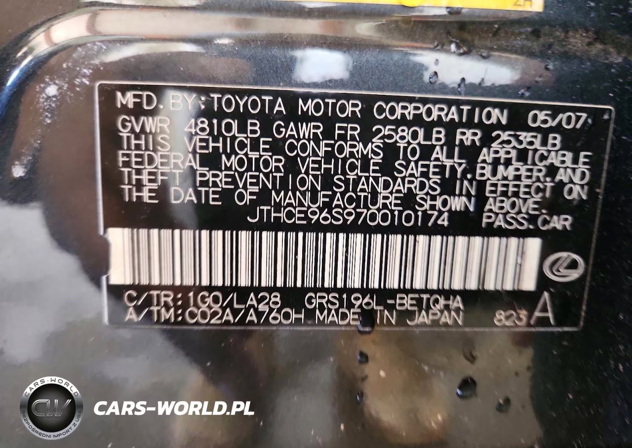 2007 Lexus Gs 350 VIN:JTHCE96S970010174 - 13