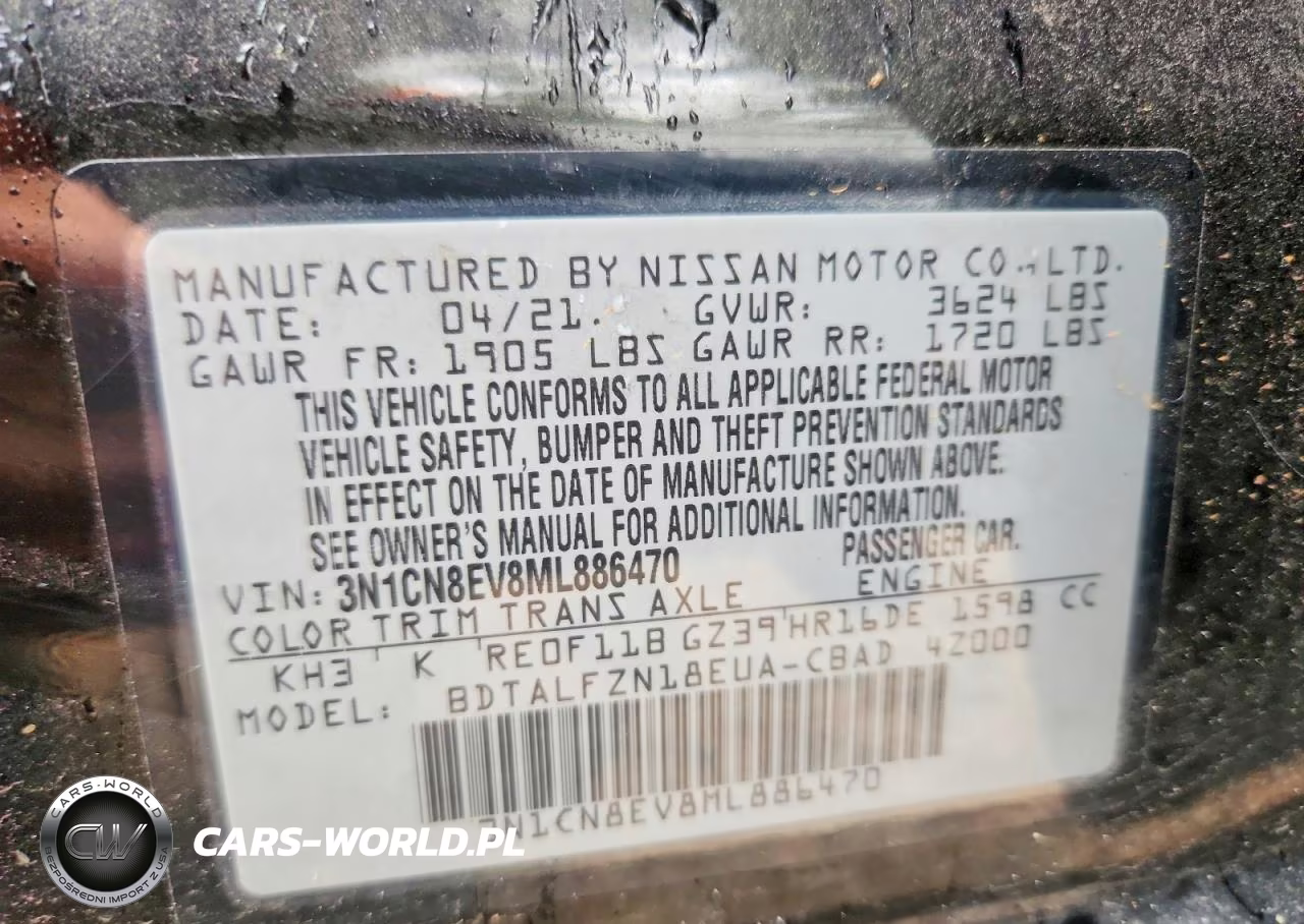 2021 Nissan Versa Sv VIN:3N1CN8EV8ML886470 - 13