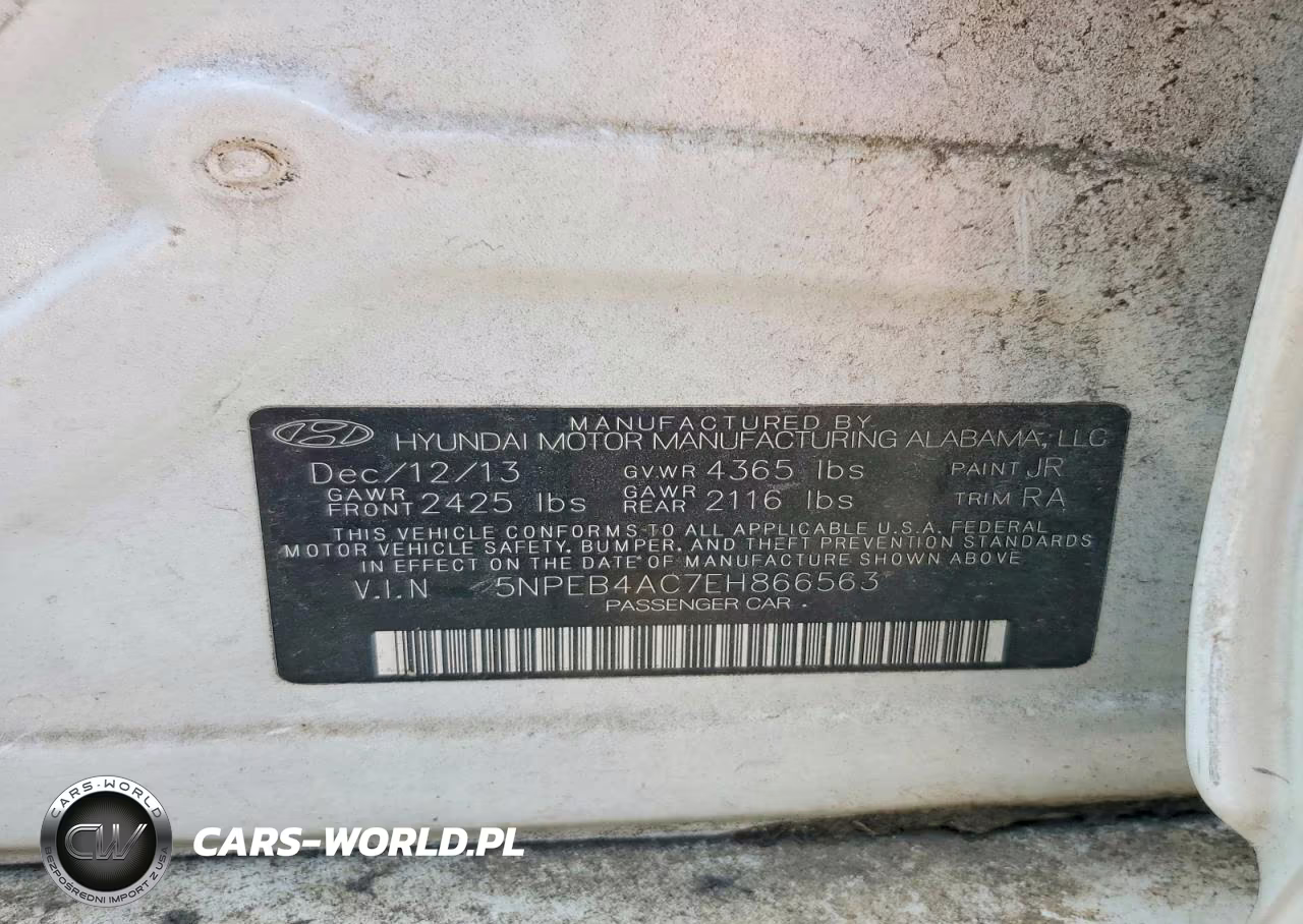 2014 Hyundai Sonata VIN:5NPEB4AC7EH866563 - 12