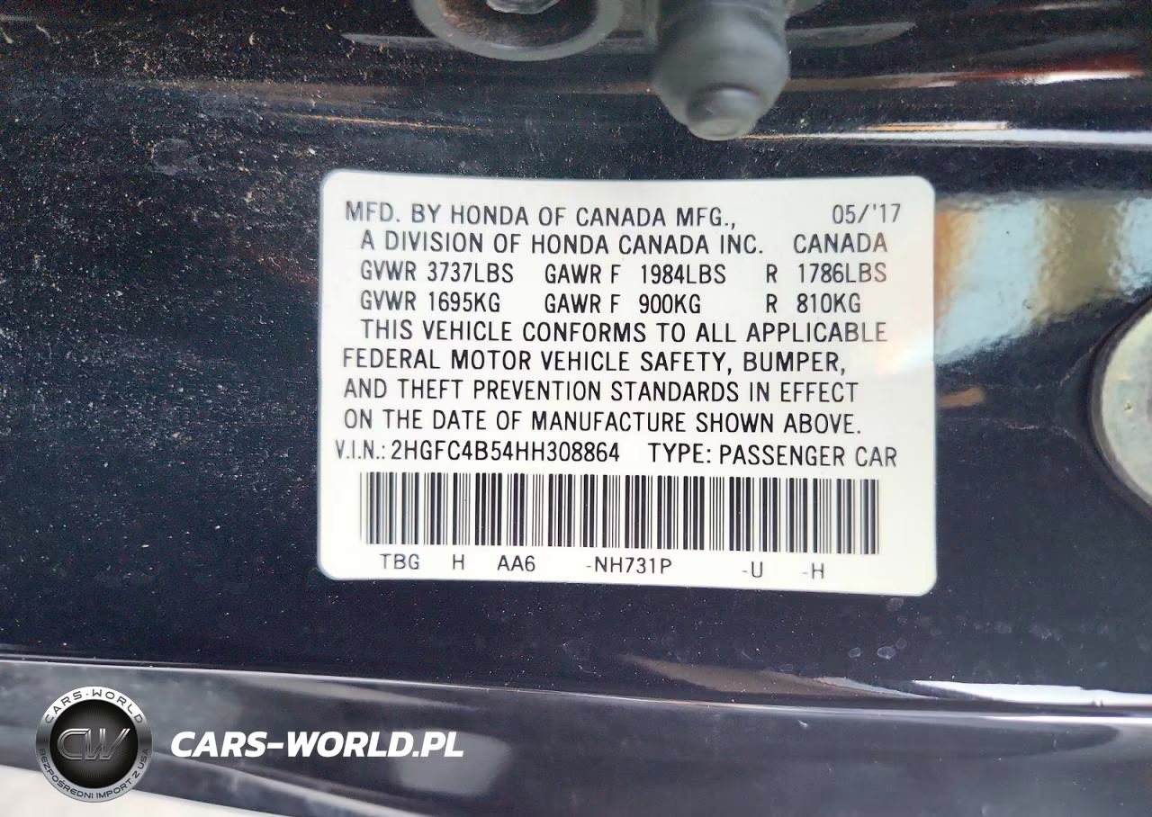 2017 Honda Civic Lx VIN:2HGFC4B54HH308864 - 12