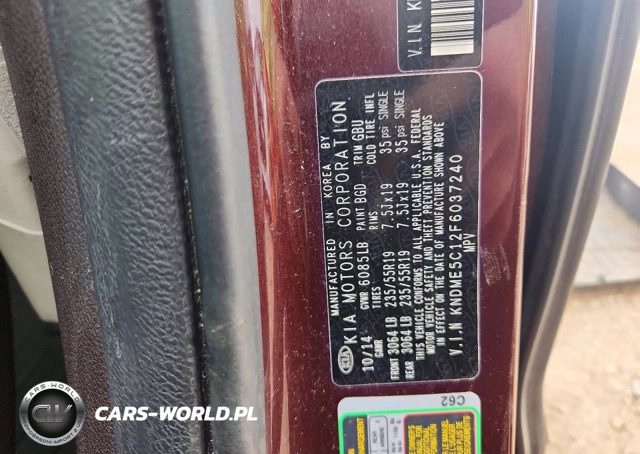 2015 Kia Sedona Sxl VIN:KNDME5C12F6037240 - 12